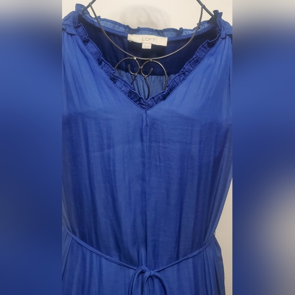 Loft Royal Blue Mini Dress with Waist Tie Size XSMALL - Picture 4 of 5
